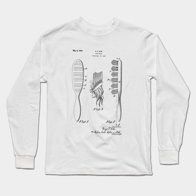 Comb Brush Design patent drawing Long Sleeve T-Shirt by skstring